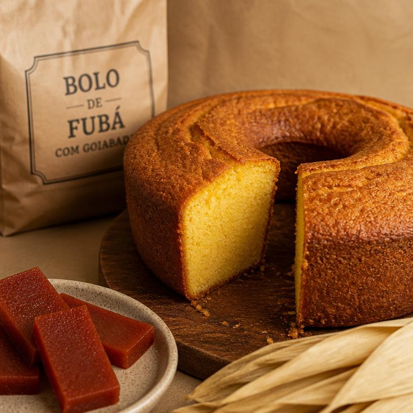 Bolo de Fubá com Goiabada